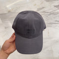 MIU MIU MM BASEBALL CAP IN GREY FABRIC EMBROIDERED LOGO STYLE 2