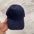 MIU MIU MM BASEBALL CAP IN NAVY BLUE FABRIC EMBROIDERED LOGO STYLE 1