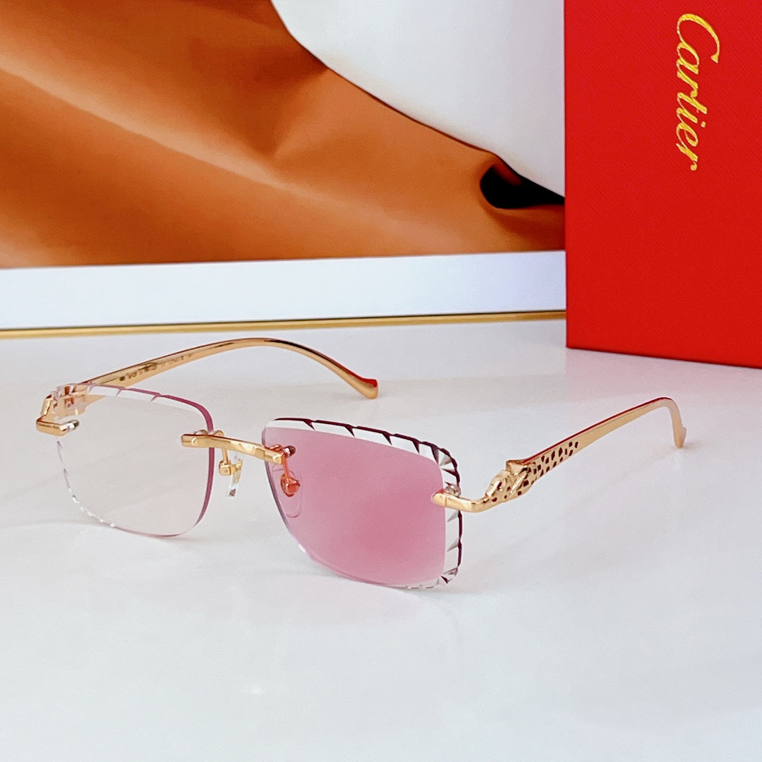 CARTIER PANTHÈRE PHOTOCHROMIC LENSES RIMLESS SQUARE FRAME SUNGLASSES 580850 IN METAL