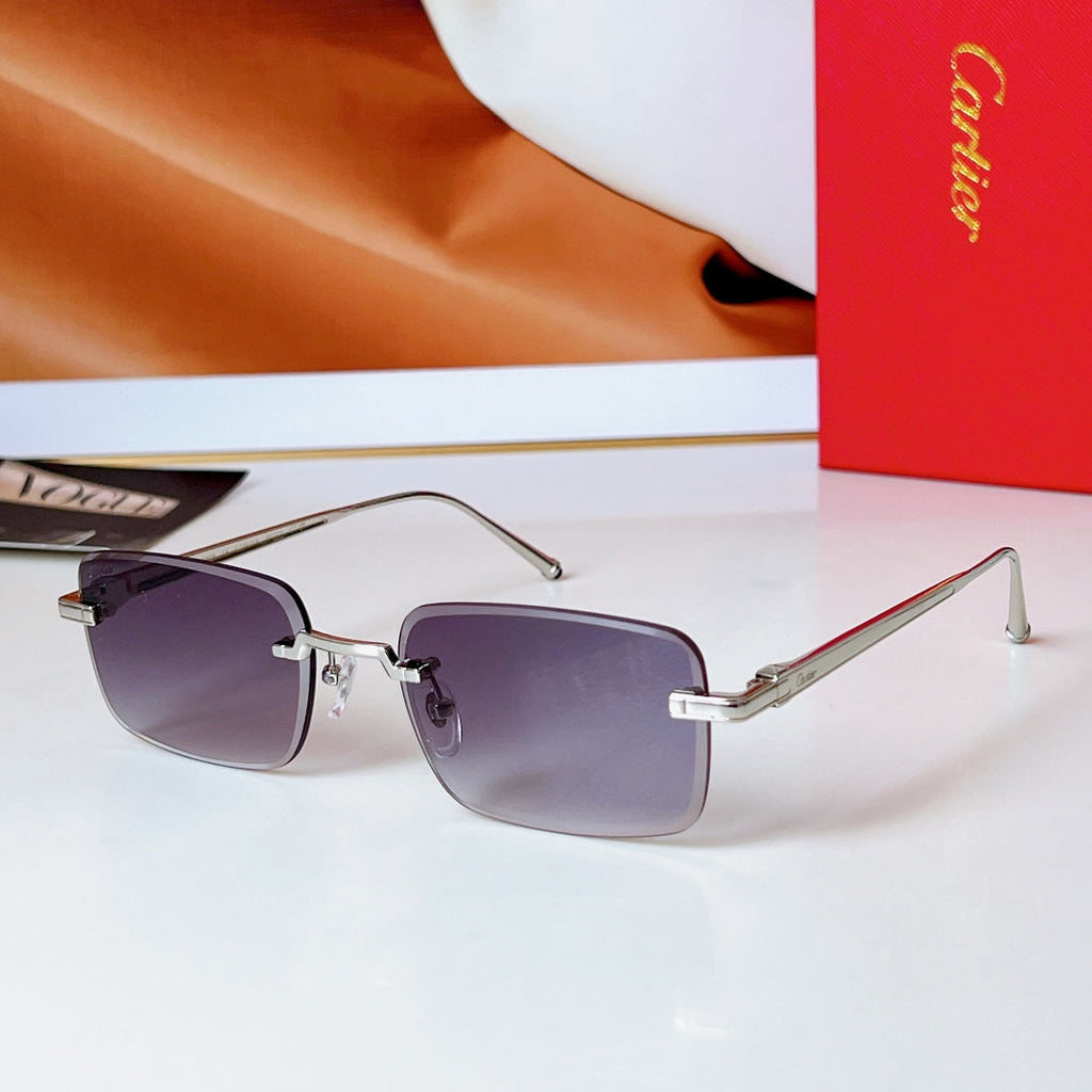 CARTIER RIMLESS RECTANGULAR FRAME SUNGLASSES 580851 IN METAL