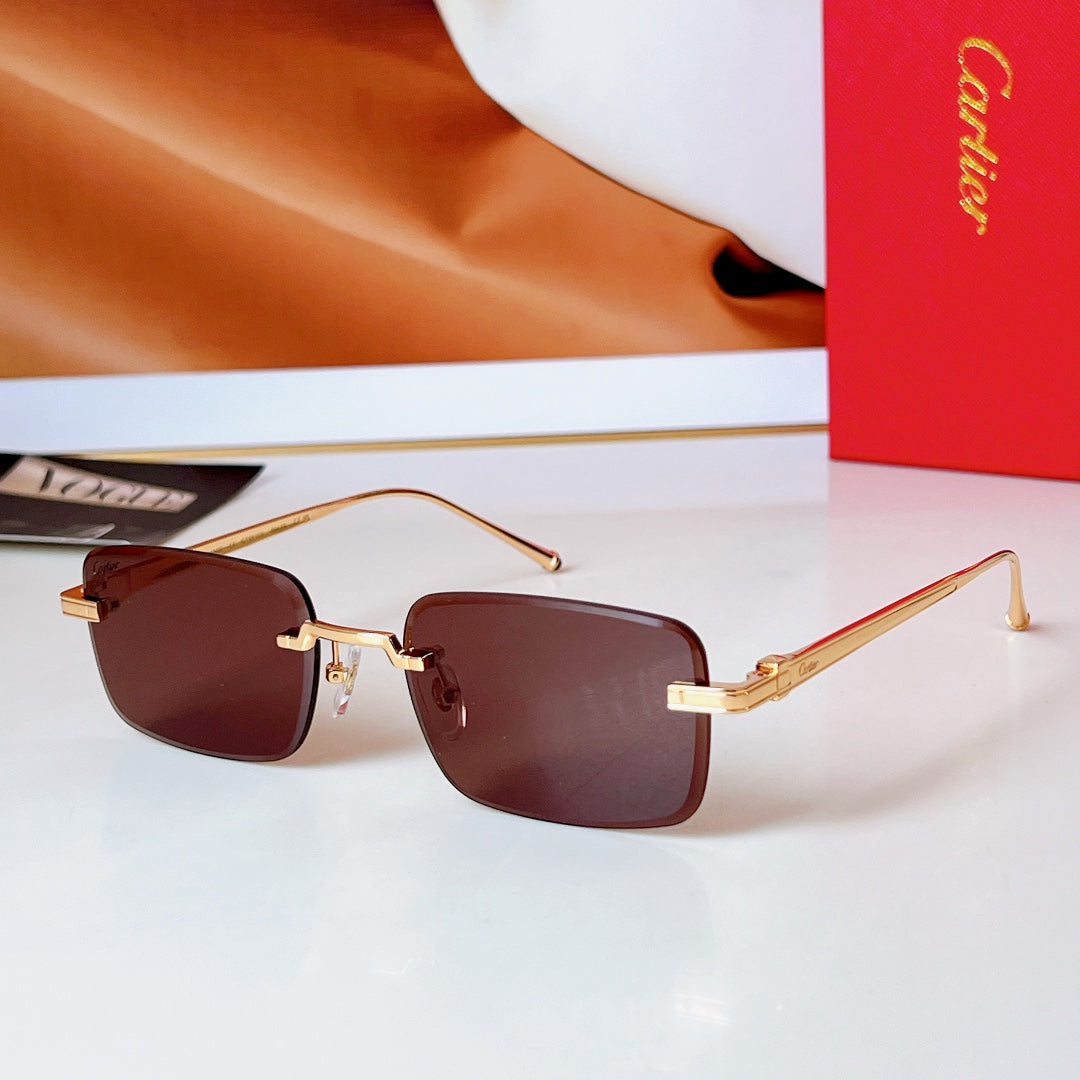 CARTIER RIMLESS RECTANGULAR FRAME SUNGLASSES 580851 IN METAL