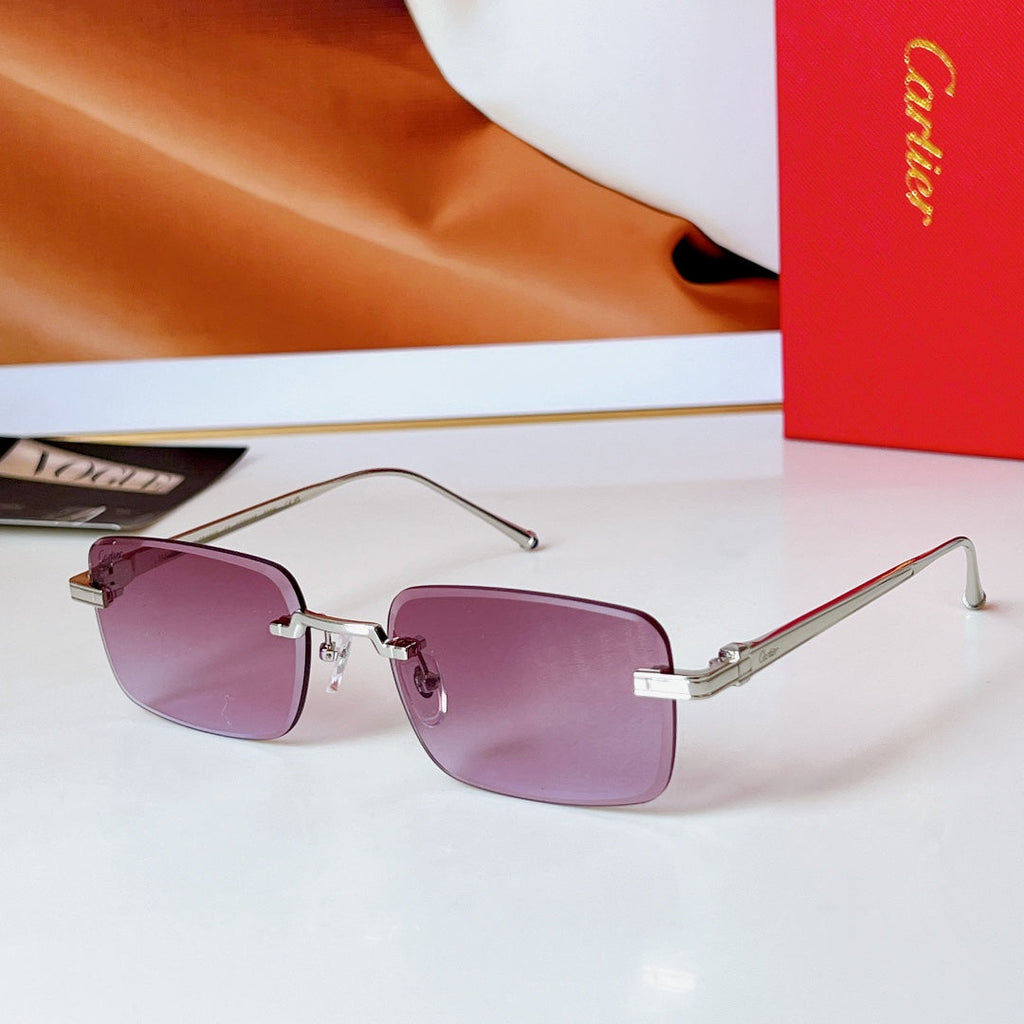 CARTIER RIMLESS RECTANGULAR FRAME SUNGLASSES 580851 IN METAL