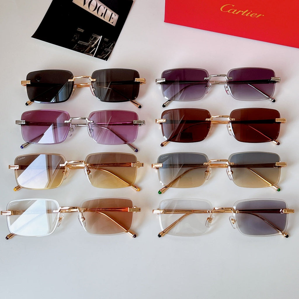 CARTIER RIMLESS RECTANGULAR FRAME SUNGLASSES 580851 IN METAL