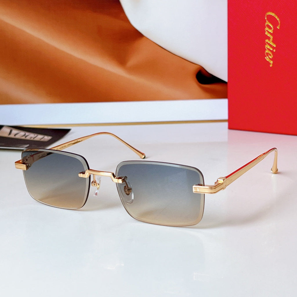 CARTIER RIMLESS RECTANGULAR FRAME SUNGLASSES 580851 IN METAL