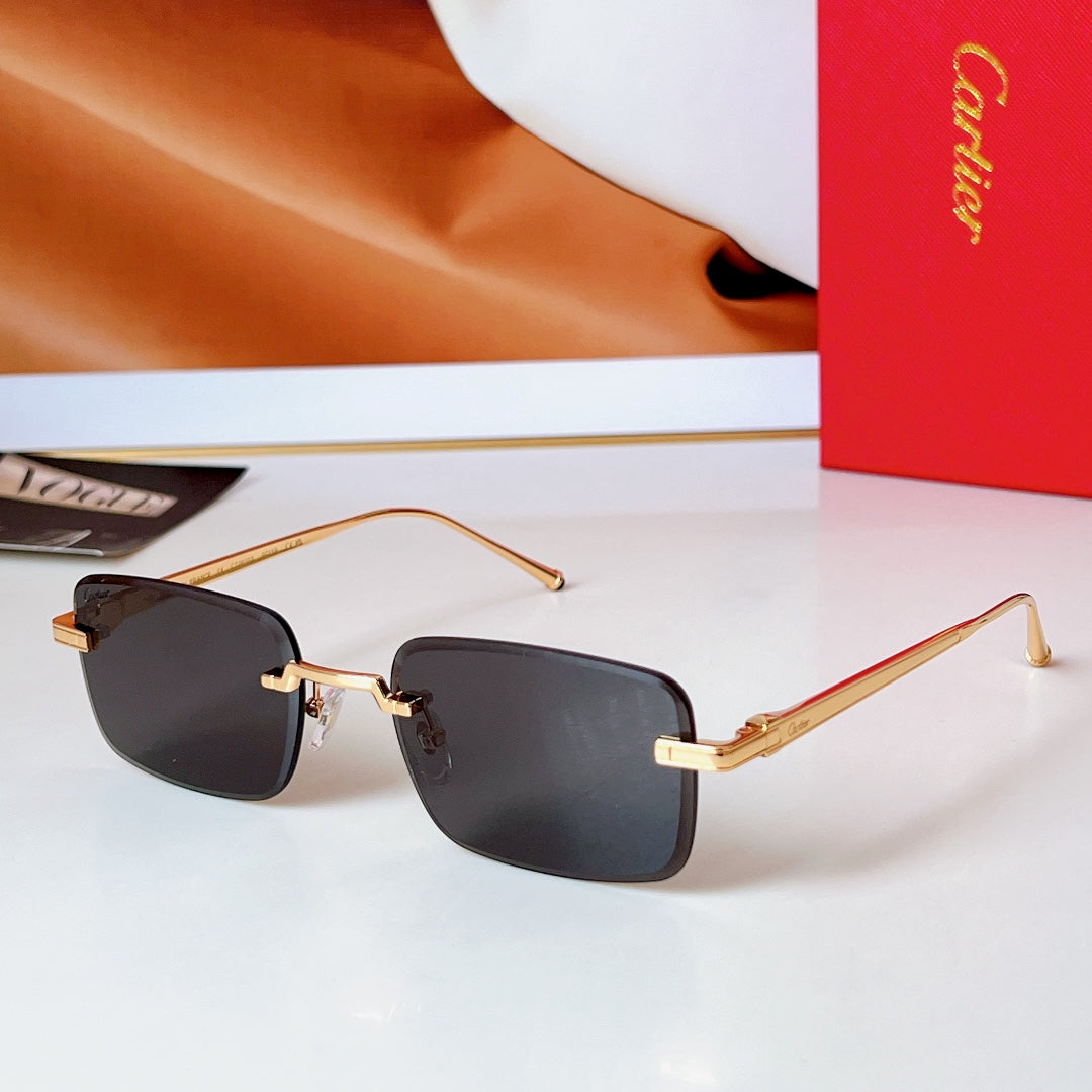 CARTIER RIMLESS RECTANGULAR FRAME SUNGLASSES 580851 IN METAL