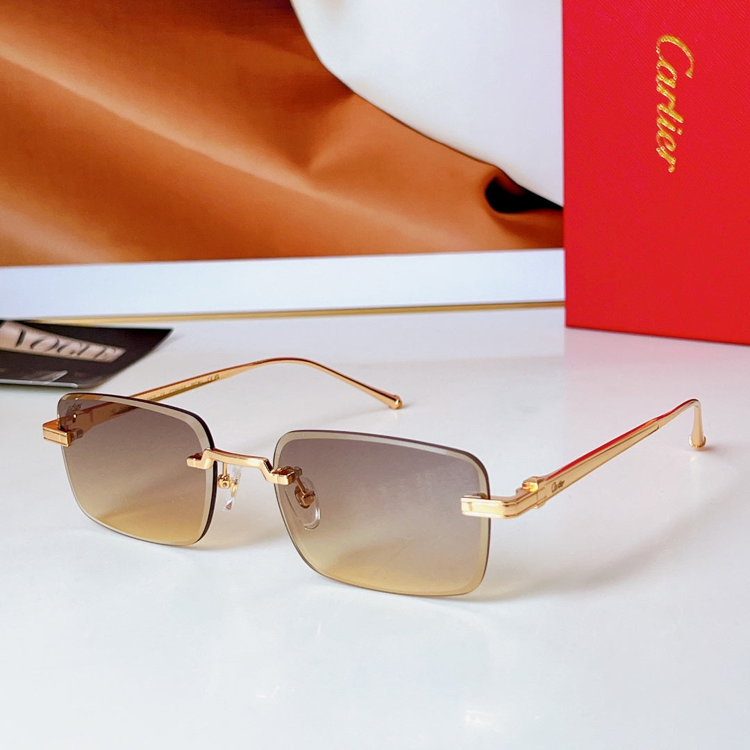 CARTIER RIMLESS RECTANGULAR FRAME SUNGLASSES 580851 IN METAL
