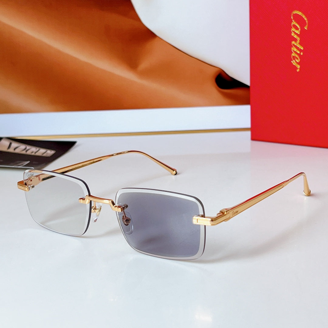 CARTIER RIMLESS RECTANGULAR FRAME SUNGLASSES 580851 IN METAL