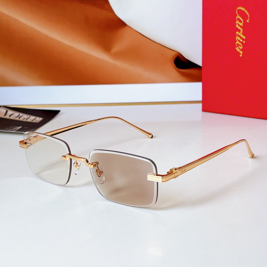 CARTIER RIMLESS RECTANGULAR FRAME SUNGLASSES 580851 IN METAL