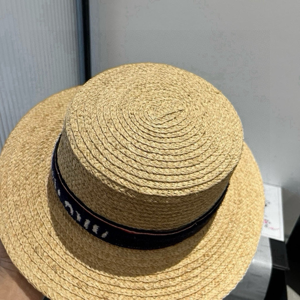 MIU MIU MM STRAW HAT IN BEIGE RAFFIA