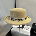 MIU MIU MM SMALL BRIM CURVED STRAW HAT IN BEIGE