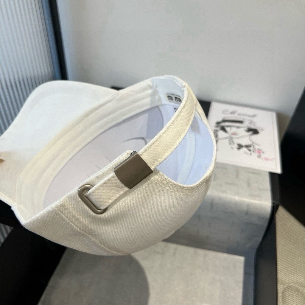 MIU MIU MM BASEBALL CAP IN WHITE FABRIC WITH LARGE BLACK BOW