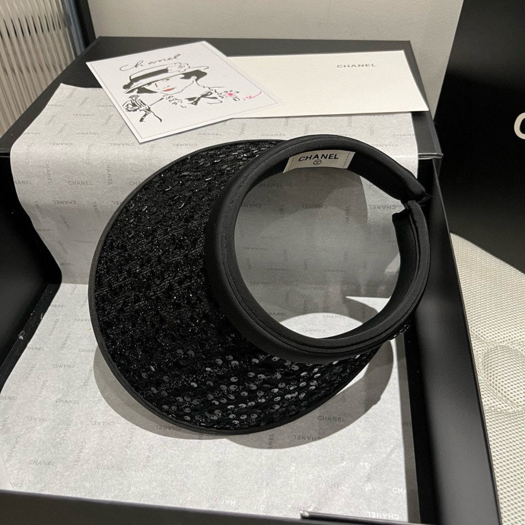 CHANEL SUN HAT MODEL BLACK WITH SEQUINS 673928