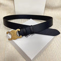 CELINE Celin medium triomphe belt black leather