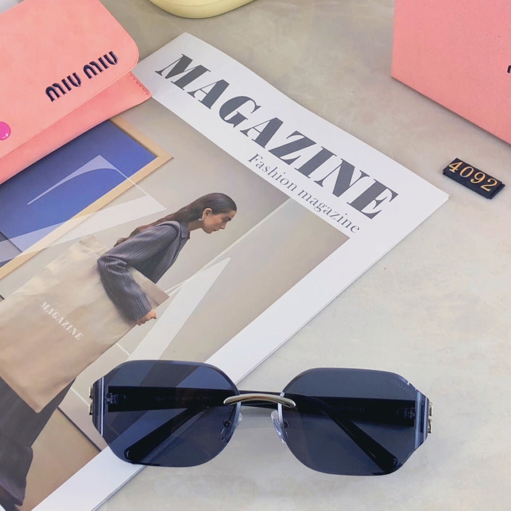 MIU MIU LOGO SQUARE SUNGLASSES 499930 IN METAL