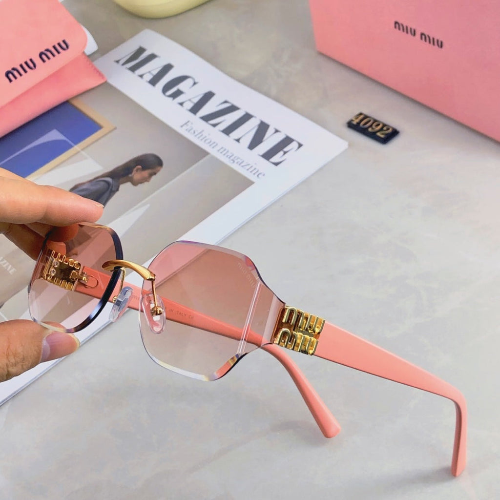 MIU MIU LOGO SQUARE SUNGLASSES 499930 IN METAL