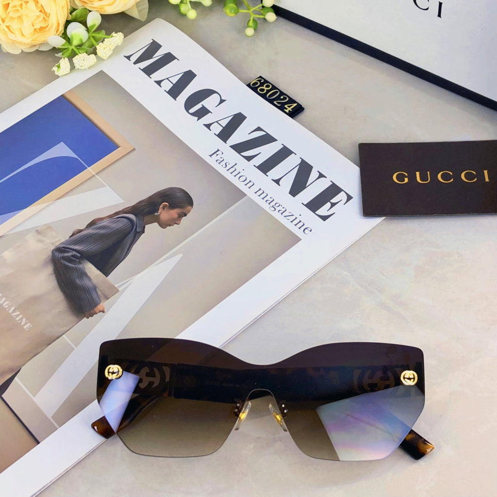 GUCCI MIRRORED BUTTERFLY FRAME SUNGLASSES 571497 IN ACETATE EMBOSSED LOGO