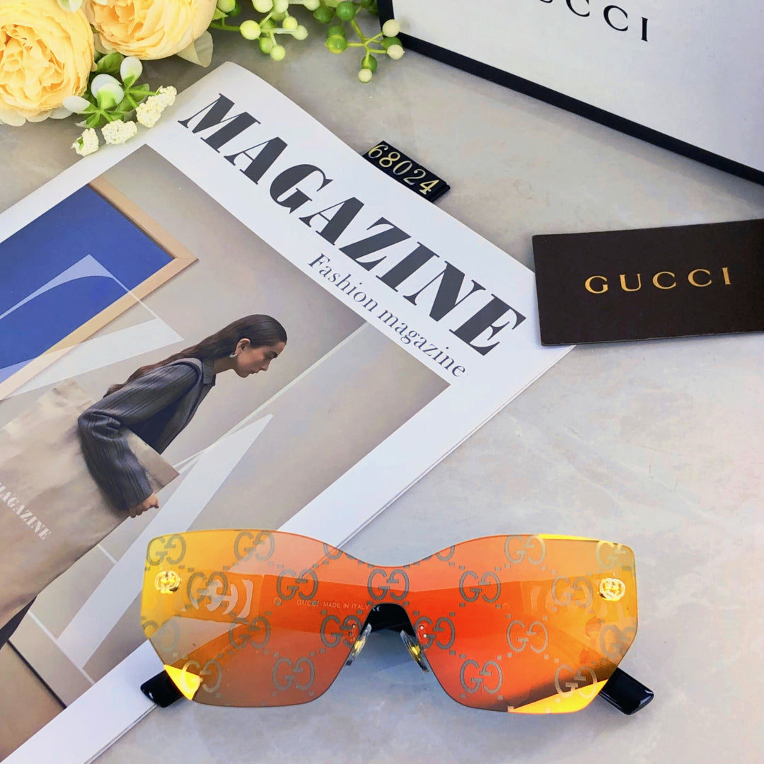 GUCCI MIRRORED BUTTERFLY FRAME SUNGLASSES 571497 IN ACETATE EMBOSSED LOGO