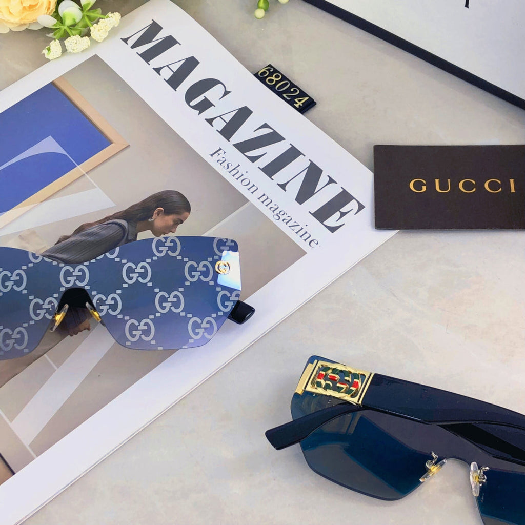 GUCCI MIRRORED BUTTERFLY FRAME SUNGLASSES 571497 IN ACETATE EMBOSSED LOGO