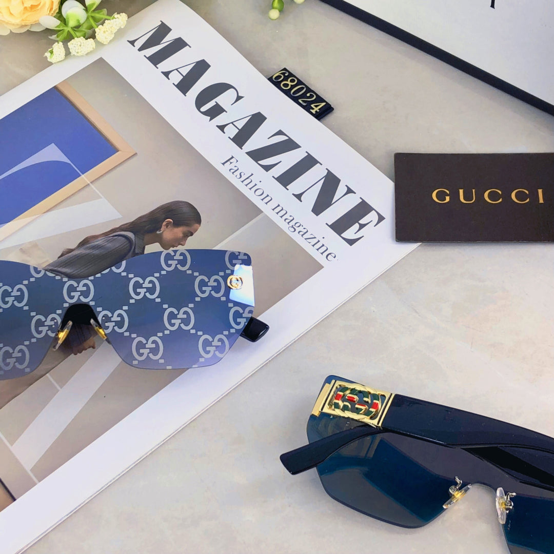 GUCCI MIRRORED BUTTERFLY FRAME SUNGLASSES 571497 IN ACETATE EMBOSSED LOGO