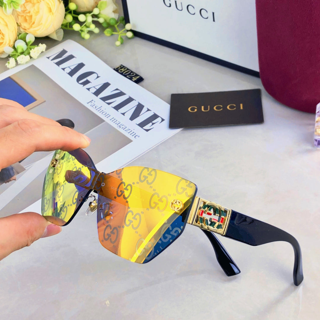 GUCCI MIRRORED BUTTERFLY FRAME SUNGLASSES 571497 IN ACETATE EMBOSSED LOGO