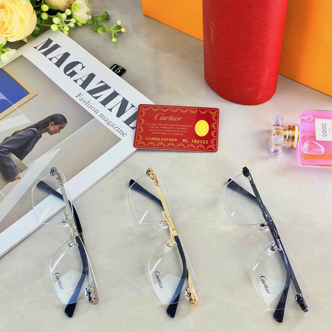 CARTIER PANTHÈRE RIMLESS RECTANGULAR FRAME SUNGLASSES 573230 IN METAL