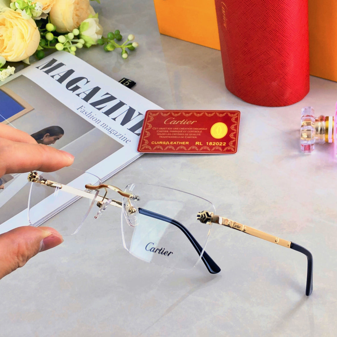 CARTIER PANTHÈRE RIMLESS RECTANGULAR FRAME SUNGLASSES 573230 IN METAL
