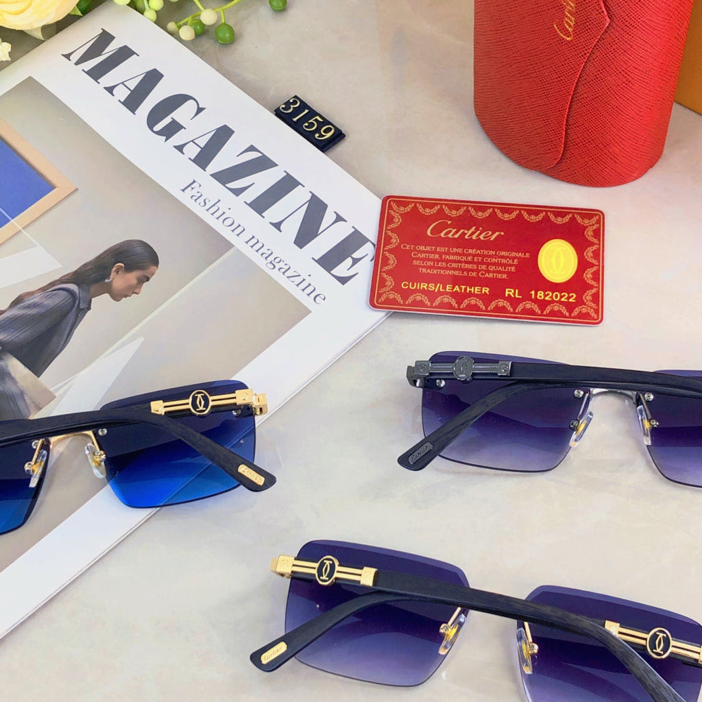 CARTIER PREMIÈRE RIMLESS RECTANGULAR FRAME SUNGLASSES 575701 IN METAL