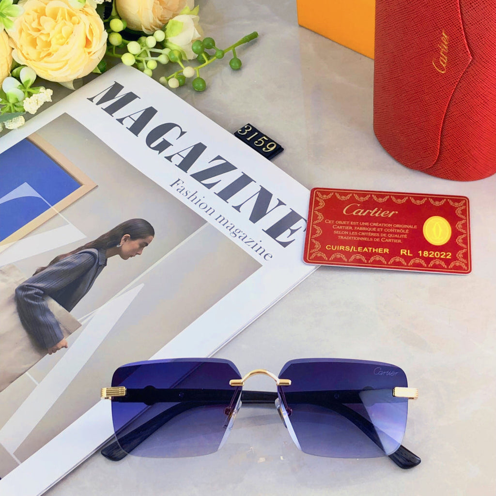 CARTIER PREMIÈRE RIMLESS RECTANGULAR FRAME SUNGLASSES 575701 IN METAL