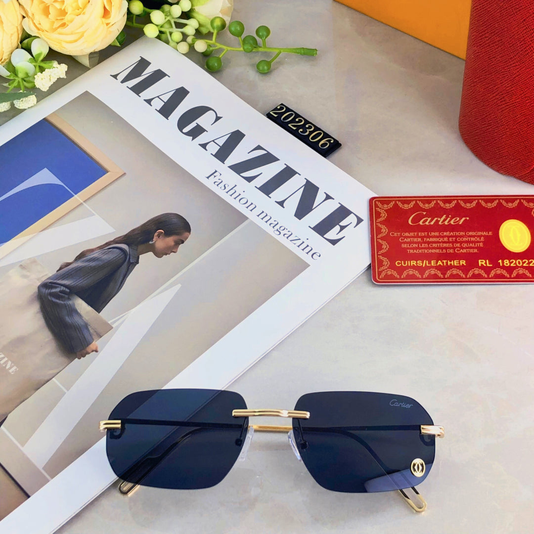 CARTIER RECTANGULAR SUNGLASSES 578002 IN METAL