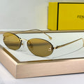 FENDI FIRST CRYSTAL RIMLESS OVAL FRAME SUNGLASSES FE4075US IN METAL