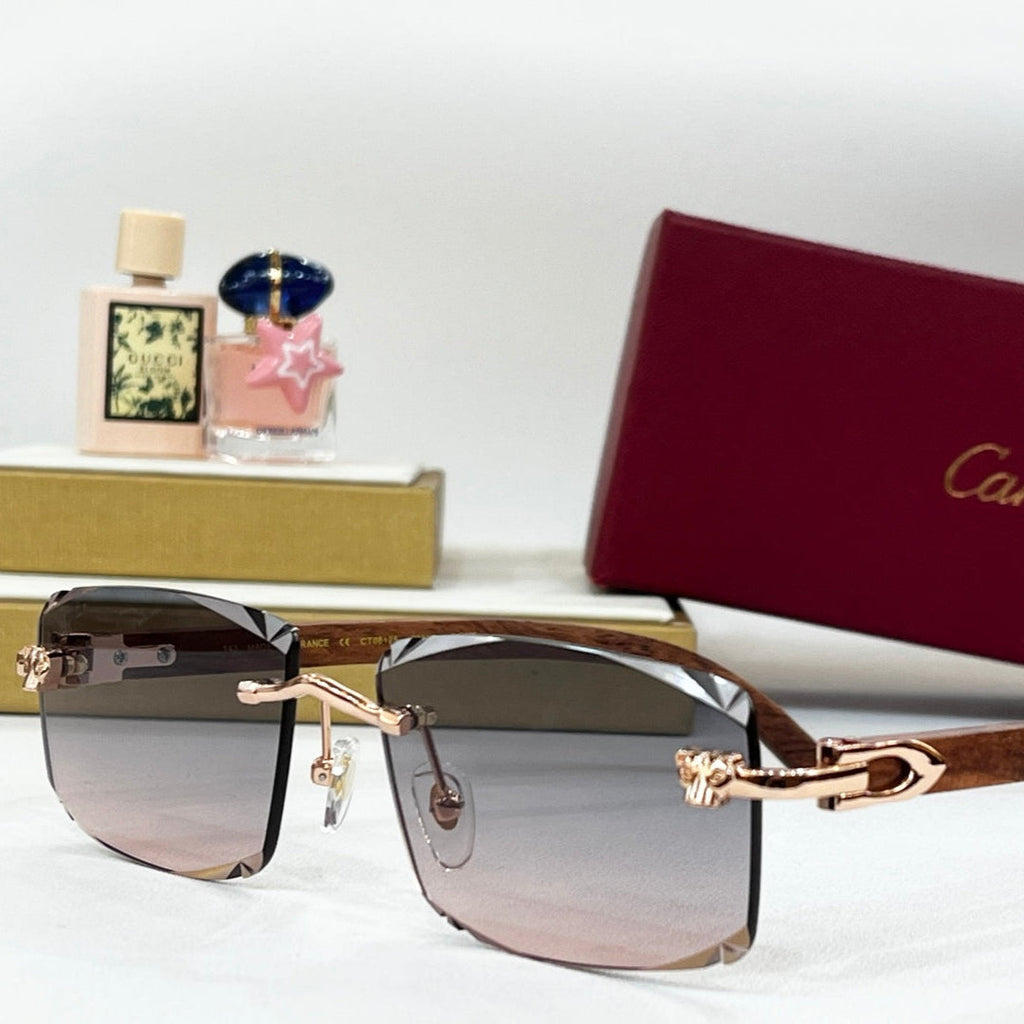 CARTIER RIMLESS RECTANGULAR FRAME SUNGLASSES CT0612S IN METAL