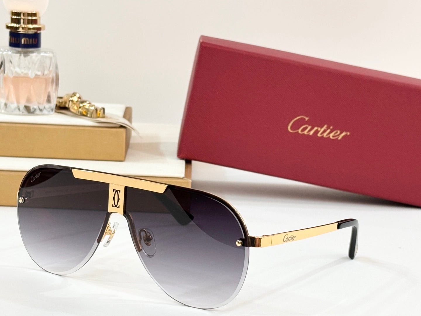 CARTIER SIGNATURE AVIATOR FRAME SUNGLASSES 524543 IN METAL