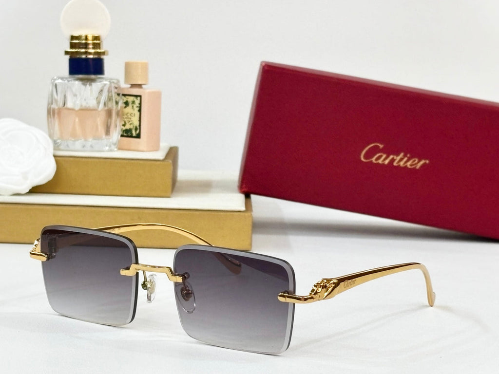 CARTIER PANTHÈRE RIMLESS SQUARE FRAME SUNGLASSES 564103 IN METAL