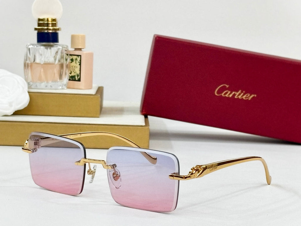 CARTIER PANTHÈRE RIMLESS SQUARE FRAME SUNGLASSES 564103 IN METAL