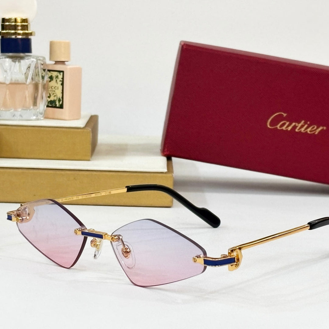 CARTIER RIMLESS ANGULAR FRAME SUNGLASSES CT0695 IN METAL