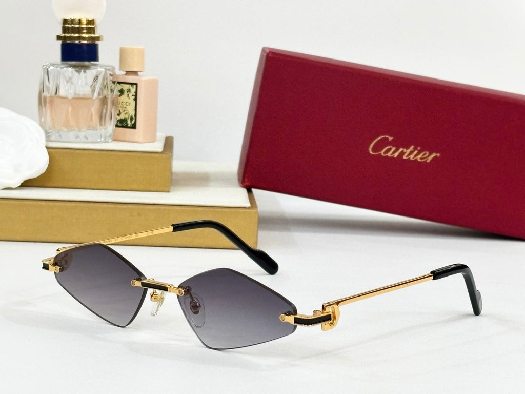 CARTIER RIMLESS ANGULAR FRAME SUNGLASSES CT0695 IN METAL