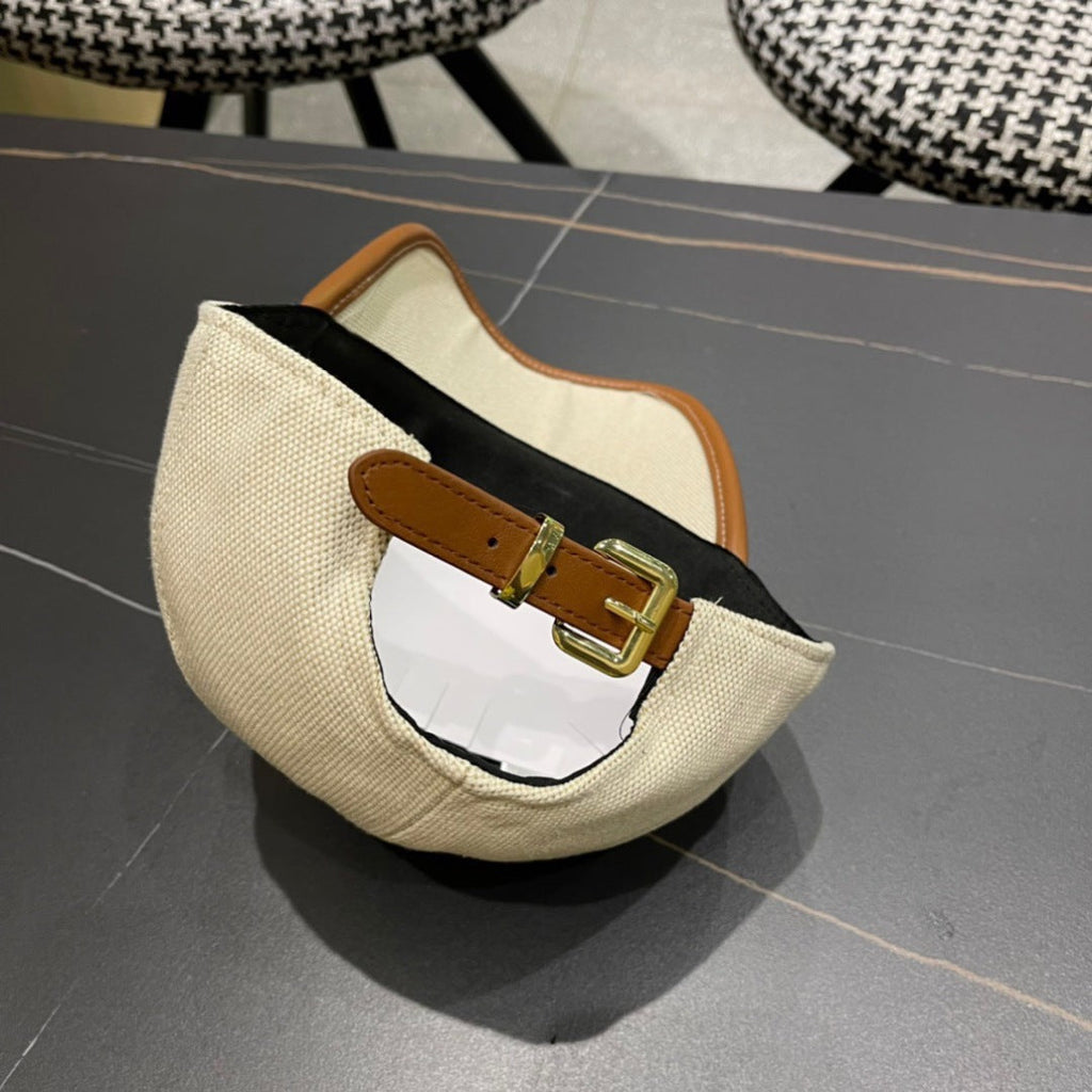 MIU MIU MM BASEBALL CAP IN LIGHT BEIGE FABRIC AND CALFSKIN