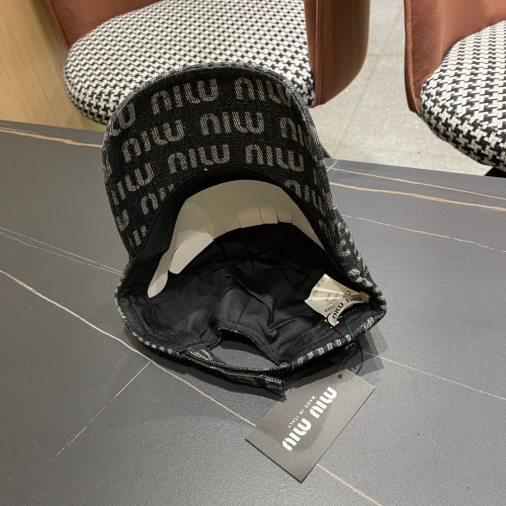 MIU MIU MM BASEBALL CAP IN DARK SLATE GRAY DENIM
