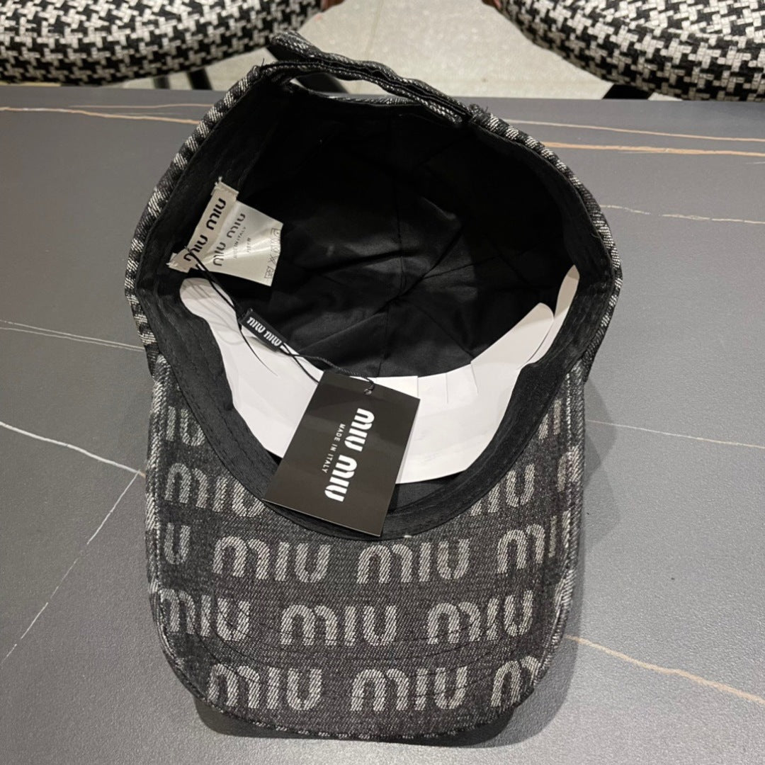 MIU MIU MM BASEBALL CAP IN DARK SLATE GRAY DENIM