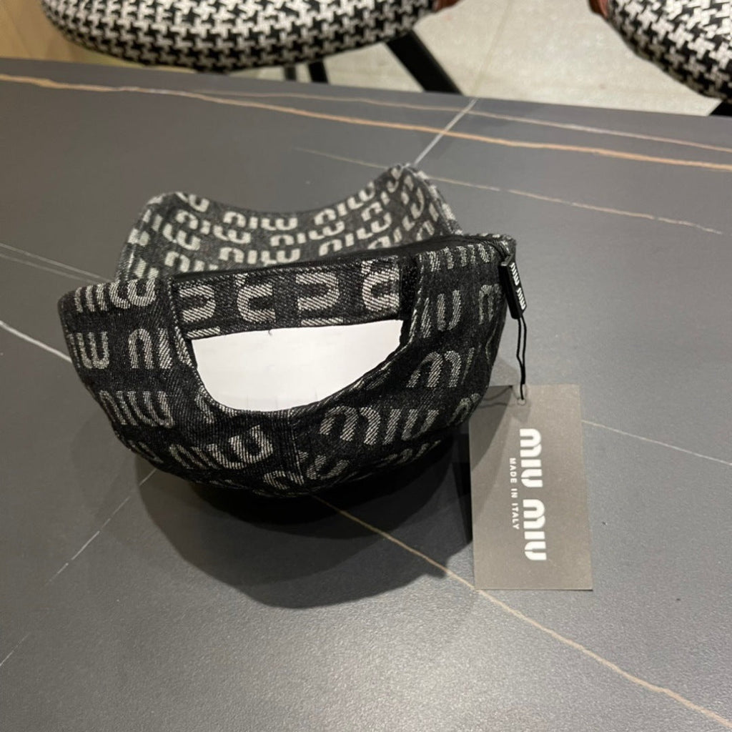 MIU MIU MM BASEBALL CAP IN DARK SLATE GRAY DENIM