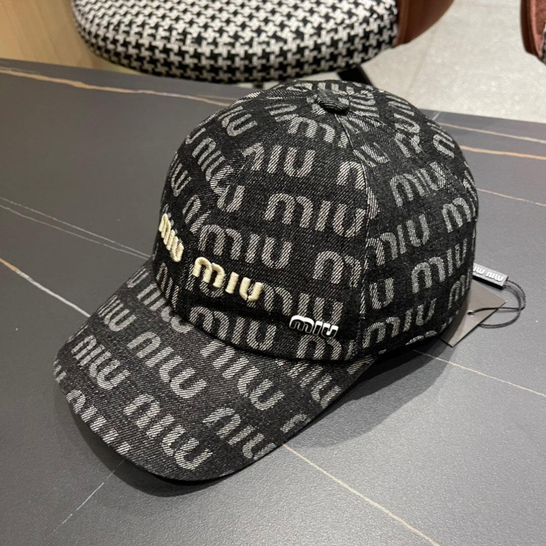 MIU MIU MM BASEBALL CAP IN DARK SLATE GRAY DENIM