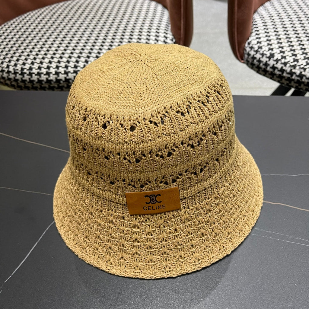 CELINE BUCKET HAT MODEL 651869 IN DARK BEIGE CROCHET