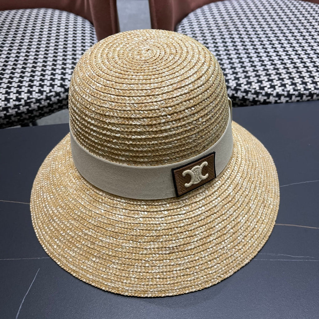CELINE BUKET HAT MODEL 653603 IN NATURAL RAFFIA STRAW