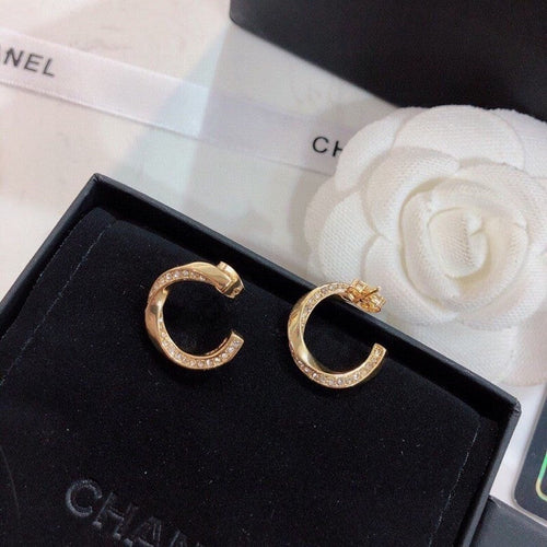 18K  Chanel Half Cirle Diamond Earrings