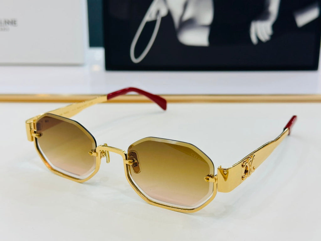 CELINE TRIOMPHE SEMI RIMLESS SUNGLASSES CL42118 IN METAL