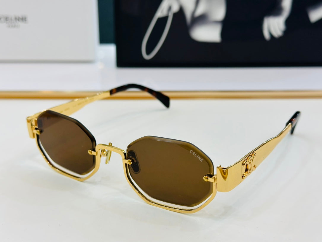 CELINE TRIOMPHE SEMI RIMLESS SUNGLASSES CL42118 IN METAL