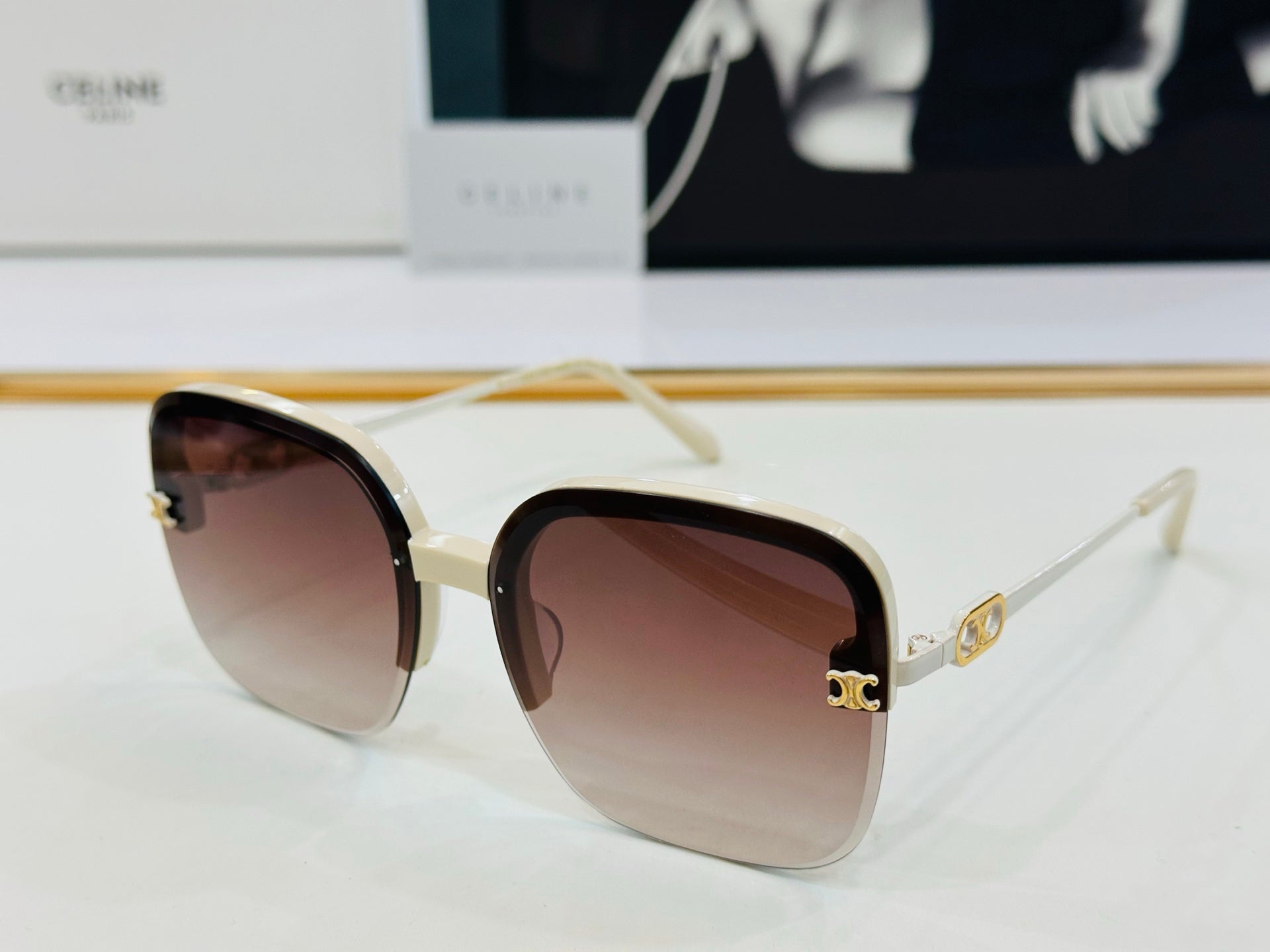 CELINE TRIOMPHE SQUARE SUNGLASSES CL40251 IN METAL