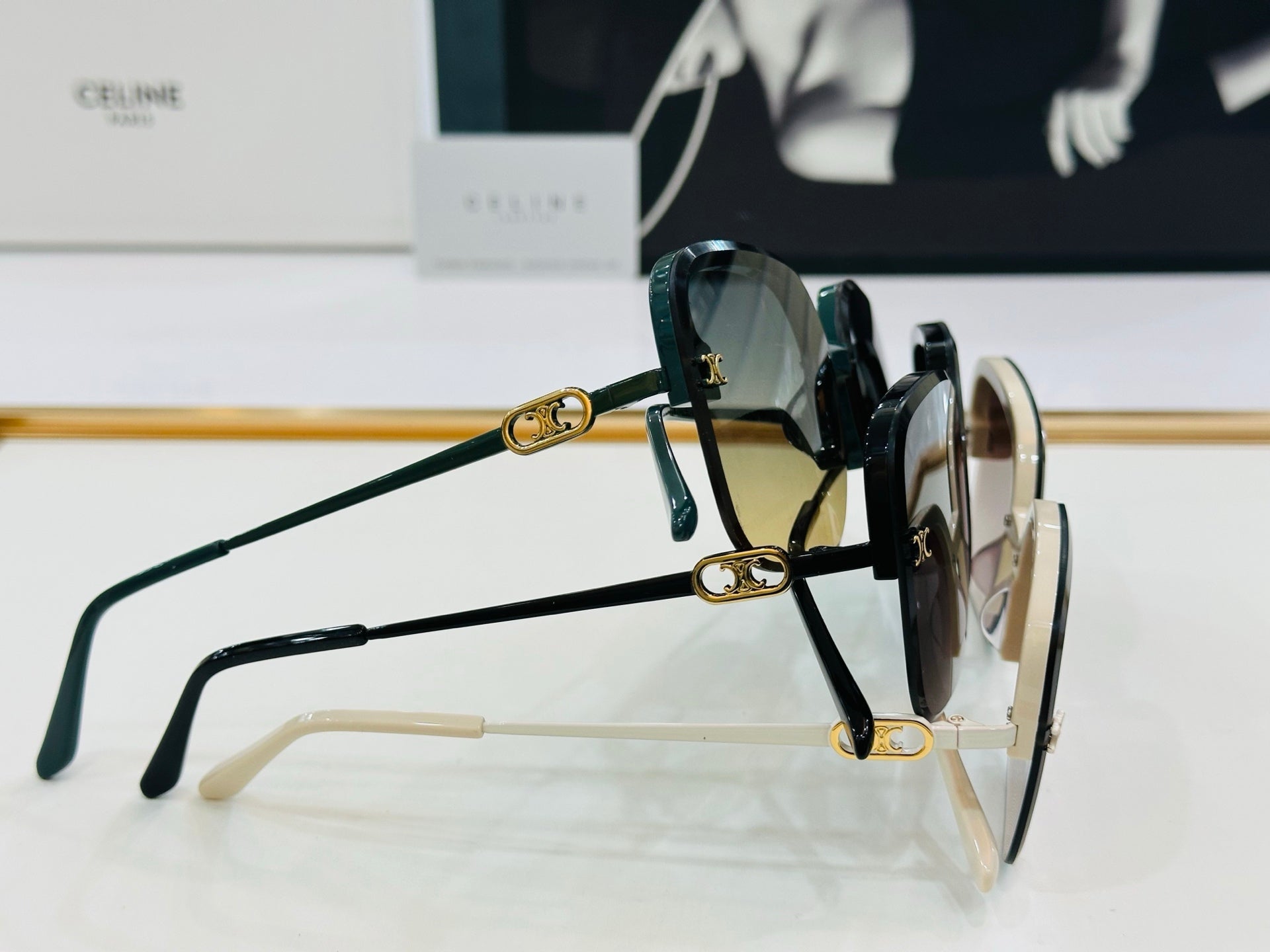CELINE TRIOMPHE SQUARE SUNGLASSES CL40251 IN METAL