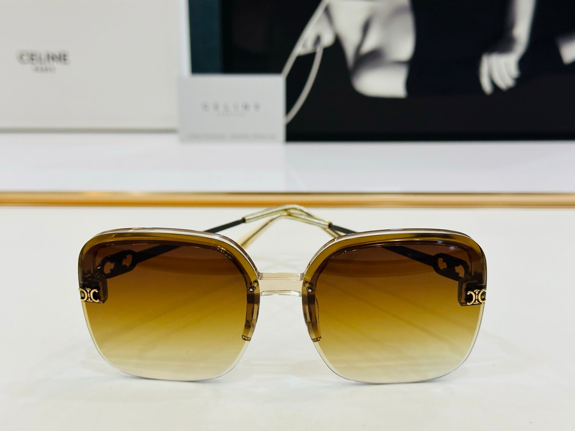 CELINE TRIOMPHE SQUARE SUNGLASSES CL40251 IN METAL