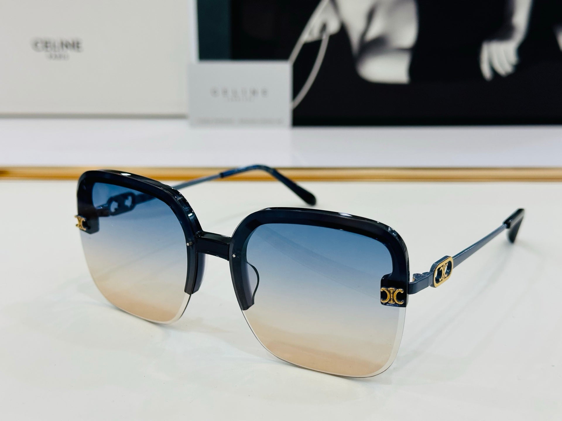CELINE TRIOMPHE SQUARE SUNGLASSES CL40251 IN METAL